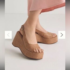 Maeve Anthropologie raffia sling back heels